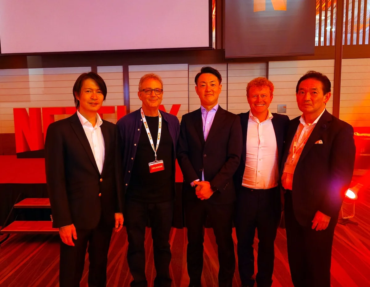 Netflix Creators Campにて、FunMake市位とマイケル・レーマン監督、大阪市・横山市長、Netflix アンドリュー・ユア副社長、杉原佳尭ディレクターとの記念撮影